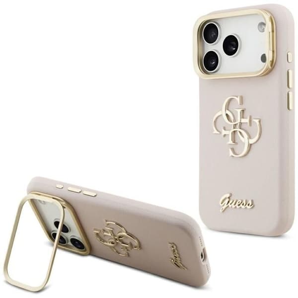 Guess Grained Big 4G Stativkamerafodral för iPhone 17 Pro 6.3" Rosa