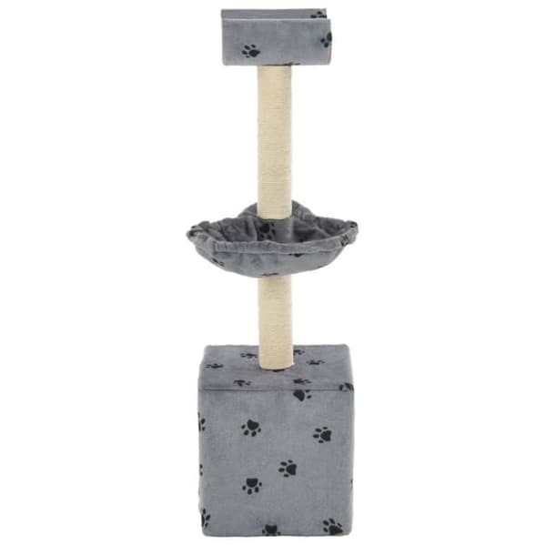 vidaXL Cat Tree and Scratching Post Sisal 105 cm Paw Prints Grå