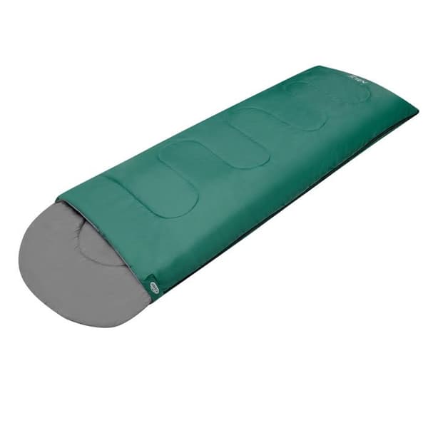 Rektangulär sovsäck - NILS CAMP - NC2105 - Grön-Grå - Polyester - Komforttemperatur 12-25°C - 180+30 cm