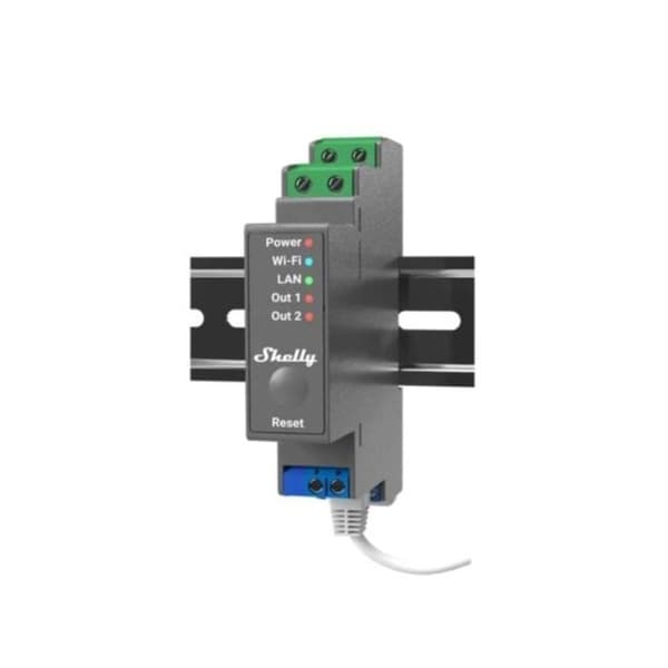 DIN Rail modul 2 kanaler WiFi torrkontakt PRO version - Shelly