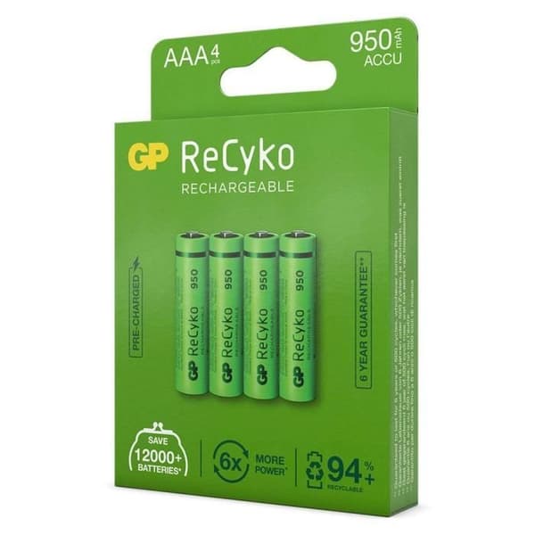 GP Batterier Recyko AAA 950mAh bl4