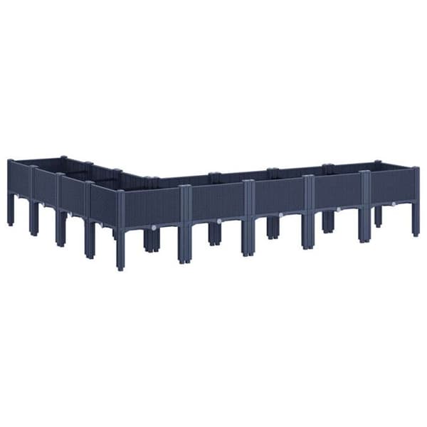 Planteringslåda - VIDAXL - 200x160x42 cm - Blågrå - Polypropylen - Rektangulär