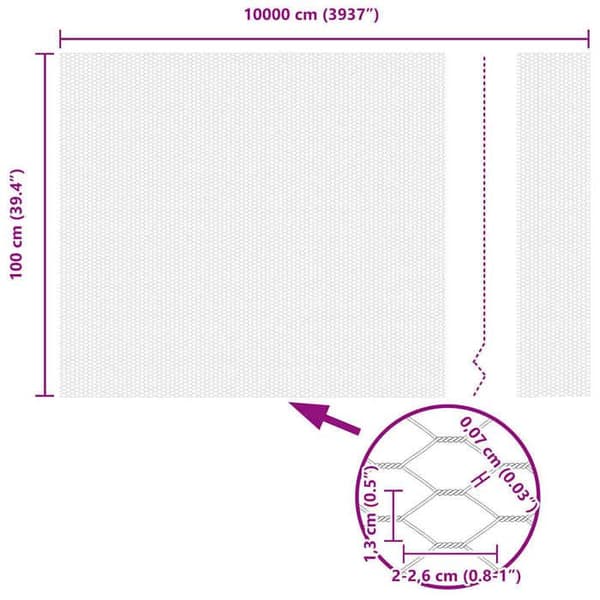 vidaXL Hexagonal stängsel Grå 1 x 100 m PVC 42005605