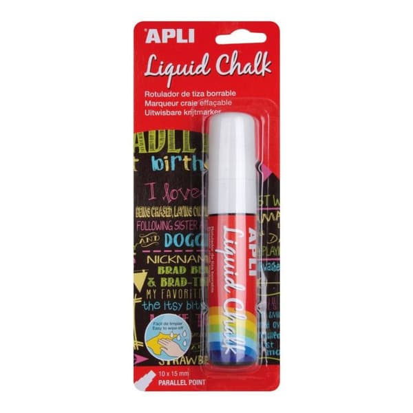 Maraker - APLI - 10 x 15 mm - Vit - Platt spets - Utstrykbar