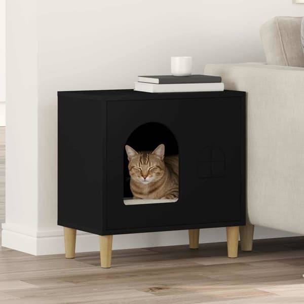 Modern kattkoja - vidaXL - 51x30x52 cm - Svart - Ingenjörsträ - Rektangulär design - Montering krävs