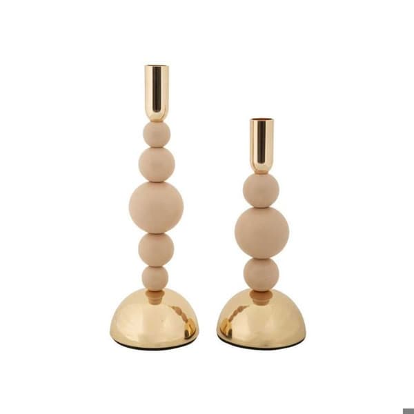 Metallljusstake Hållare (2-pack) rosa och guld