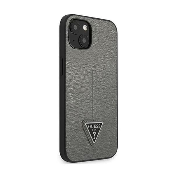 Coque - Guess - Saffiano Triangle Logo - Argent - iPhone 14 Plus - Skydd mot stötar