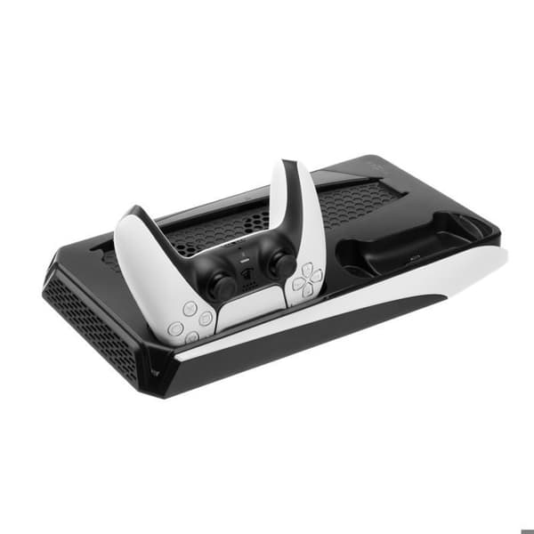 Stöd PS5 - FIXERAD - FIXPS5-MCS-BW - Laddning av handkontroll - Aktiv kylning - 2x USB