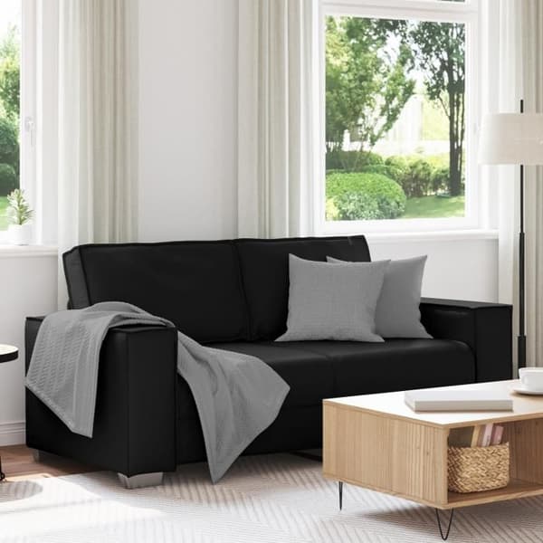 Svart 140 cm soffbänk i konstläder