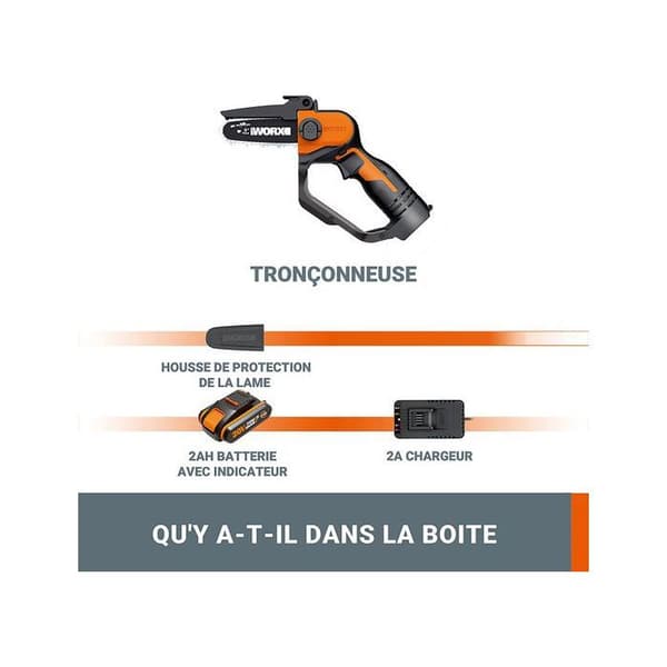 Batteridriven grensax - WORX - WG324E - 20V - 2Ah - Skärdiameter 12 cm