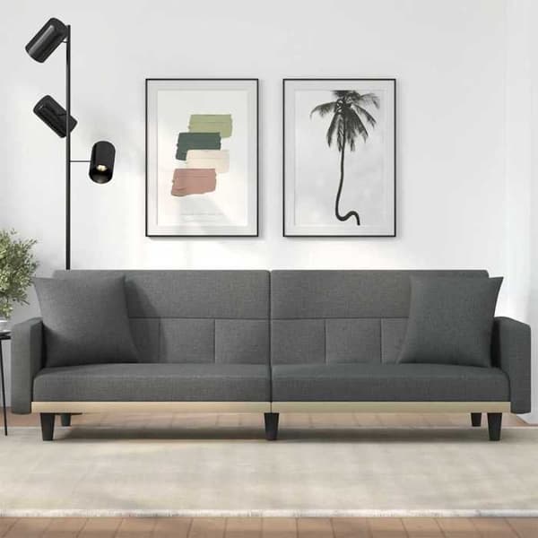vidaXL Sängsoffa med mörkgrå kuddar tyg 351876