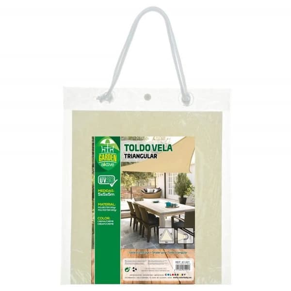 Aktiv markiskskydd, UV50-skydd, Triangulär, 500 x 500 x 500 cm, Grädde - 61021