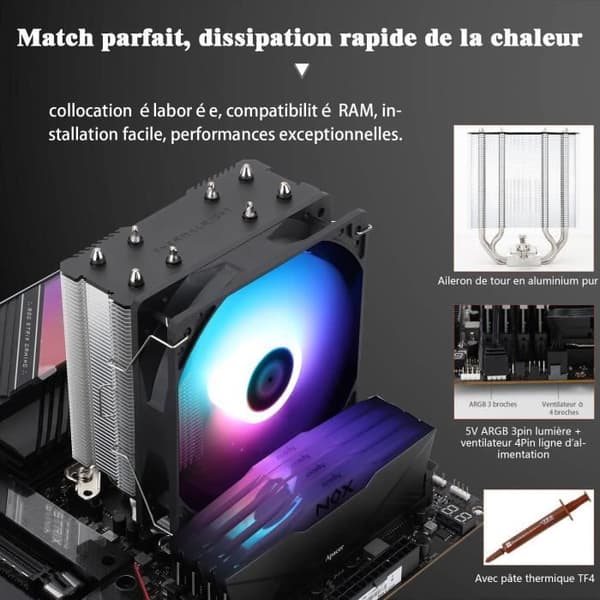 Thermalright AX120 SE ARGB Kylare för CPU tyst fläkt