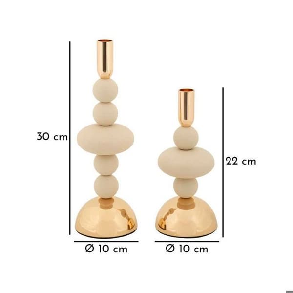 Metallljusstake Galaxy (2-pack) krämfärgad och guld