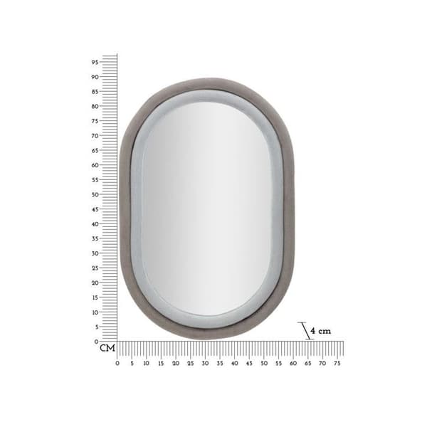 Väggspegel i Sammet "Anthony" 90cm Grå & Taupe