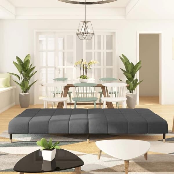 vidaXL 2-sits bäddsoffa mörkgrå sammet 375875