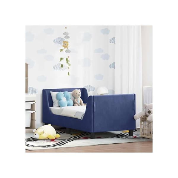Sängram för småbarn - vidaXL - Blå polis - Sammet - 145x76x60 cm - Maximal vikt 140 kg