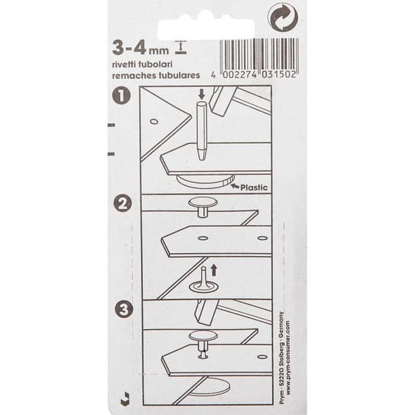 PRYM Rörnitar 3-4 mm Mässing Silver