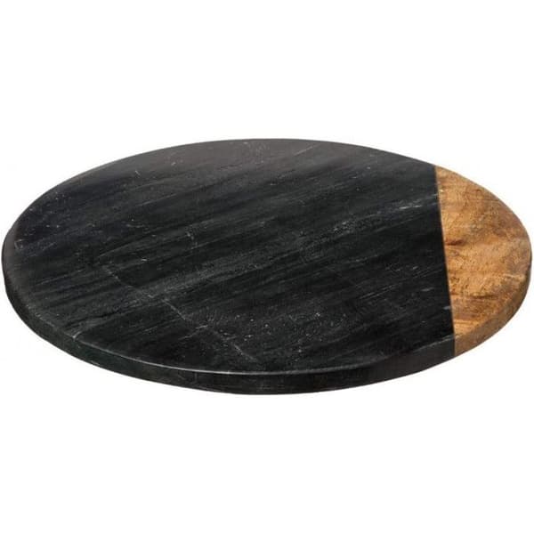 Vändbar platta i marmor och trä - Svart - D 30 cm