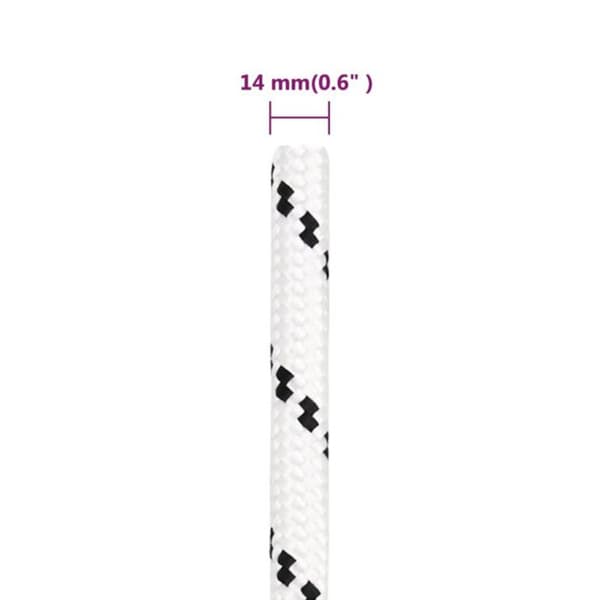 152782 vidaXL flätat båtrep Vit 14 mmx250 m polyester