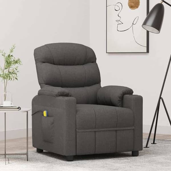 vidaXL Massagefåtölj Mörkgrå Tyg 348083