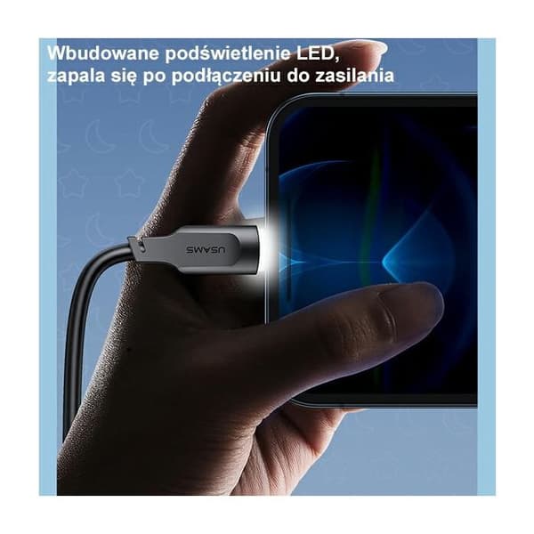 USAMS Lightning-kabel 1,2 m Snabbladdning Grön