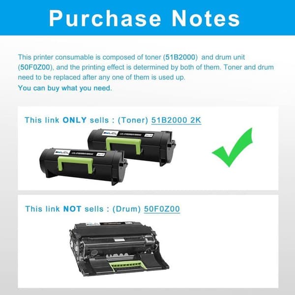 Set med 2 kompatibla toners Lexmark 51B2000 / 51B00A0 - Svart, 2500 sidor (5% A4)