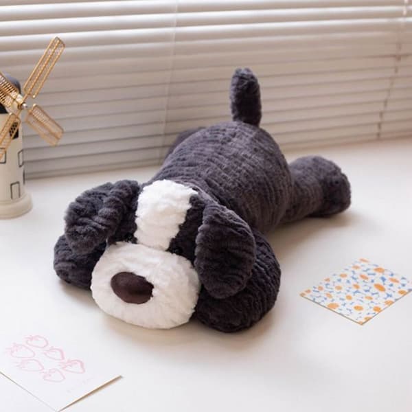 Plush - LEANTOYS - Mörkgrå Hund - 30cm - För Barn - Mix