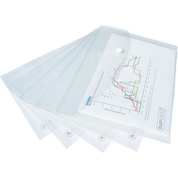 Dokumentfickor - Rapesco - A5 - Transparent - 50-pack - Lock med tryckknapp