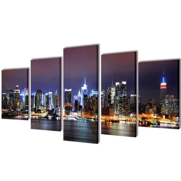 Färgglada New York Skyline Printed Wall Canvas Set 200 x 100 cm