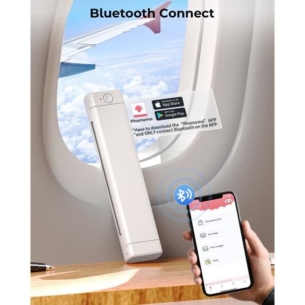 Phomemo M08F — Trådlös A4 termisk skrivare utan bläck, Bluetooth & USB, vit