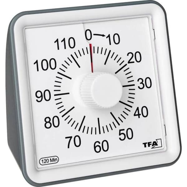 TFA Dostmann Timer VISUAL Vit analog klocka | MINUTER - SANDUR