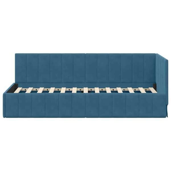 vidaXL Hörnsängram Blå 80 cm x 200 cm Sammet 42016286