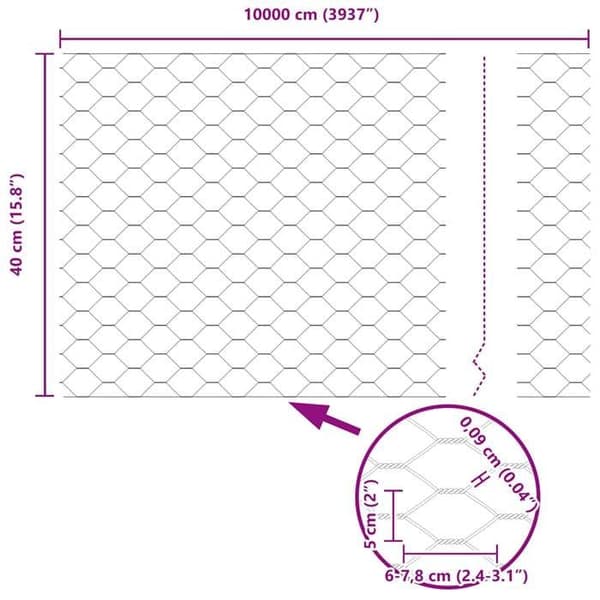 vidaXL Hexagonal stängsel Grå 0,4 x 100 m PVC 42005592