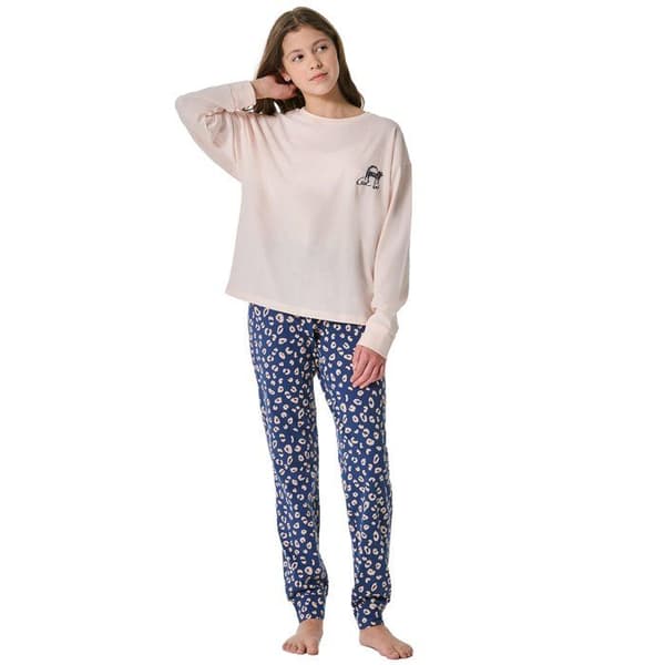 Pyjamaset - SCHIESSER - Lång pyjamas - Ren ekologisk bomull - Mönstrad - Elastisk midja och kanter