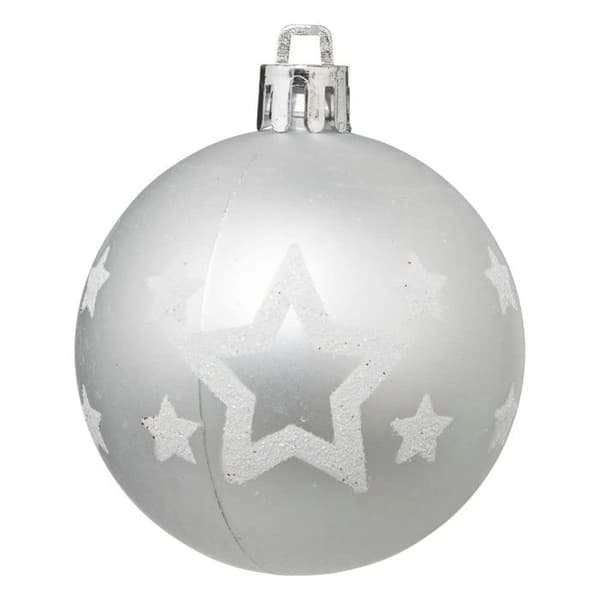 Julkulor - Féerisk - Julfärger - Set om 25 - Plast - D6cm Silver och Vit