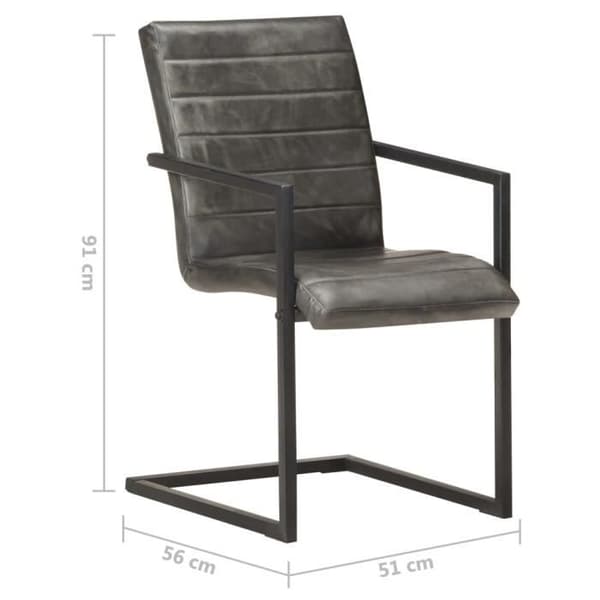 vidaXL Cantilever Matstolar 2 st Grått Äkta Läder
