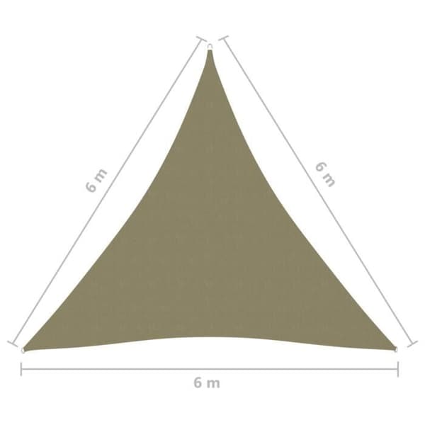 vidaXL Parasol Sail Triangular Oxford Tyg 6x6x6 m Beige