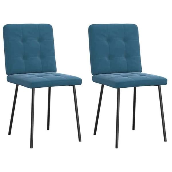 vidaXL Matstolar set om 2 Blå Sammet, stol, salsstol, sidostol, köksstol, rumssäte 4101067