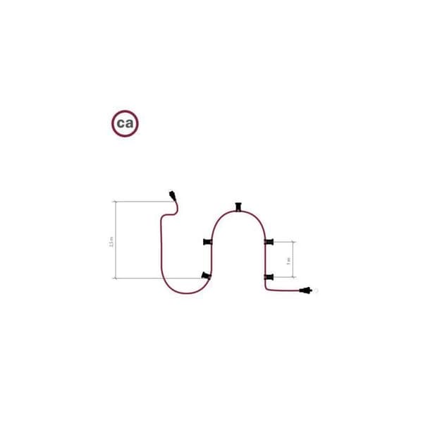 TECHBREY Utomhusljusslinga Lumet System 7,5m med 5 E27-socklar Vit Creative-Cables CATE27B075 Vit / Svart