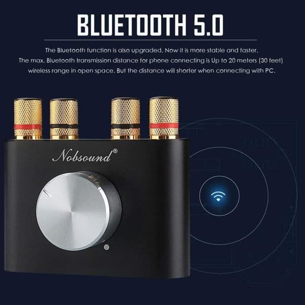 Mini Förstärkare - Nobsound - 2.0 Kanal - 100W - Bluetooth - AUX/USB