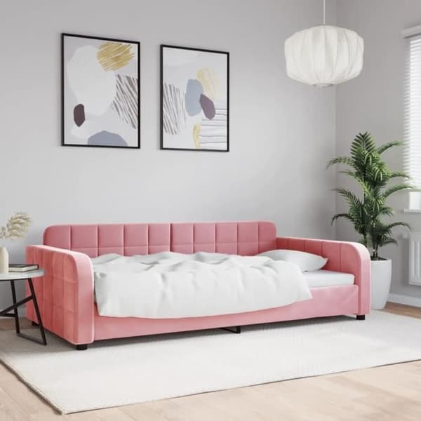 vidaXL Sängsoffa rosa 100x200 cm sammet 354068