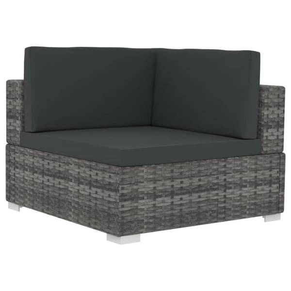 vidaXL Hörnstolar 2 st med Dynor Poly Rattan Grey