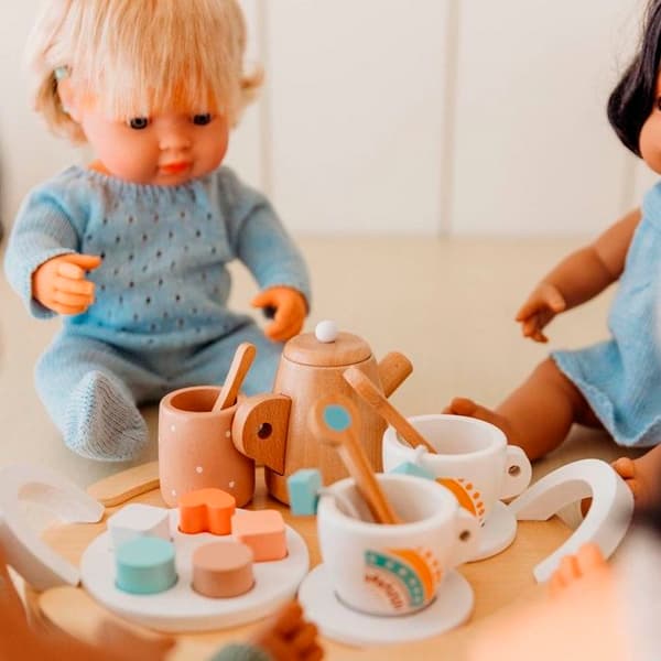 Blå Stickad Pyjamas För Docka 38cm