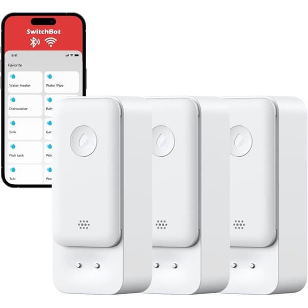 SwitchBot Vattendetekterare Wi‑Fi – 3-pack, IP67, 100 dB larm, app-notifikationer