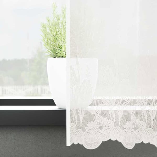 Spetsgardin - vidaXL - 80x500 cm - Vit - Polyester - Ljusfiltrerande - Flexibel installation