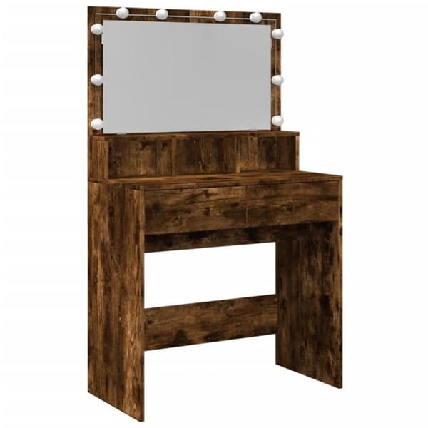Frisör med LED rökt ek 80x41x134,5 cm