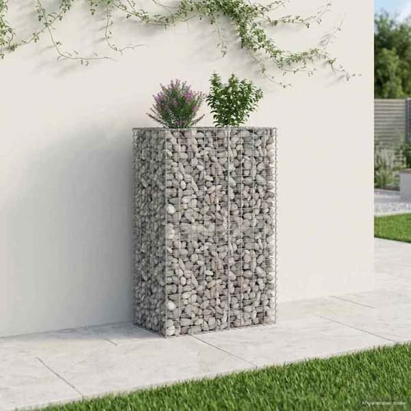 vidaXL Hög säng gabion Silver 42033333