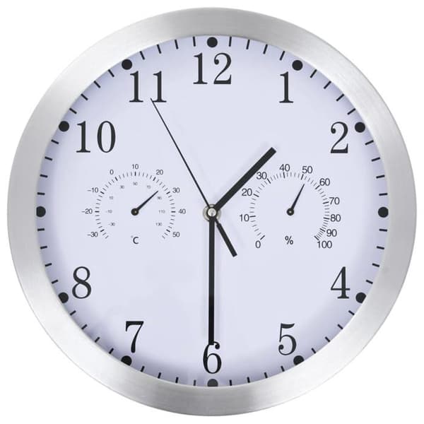 vidaXL Quartz Väggklocka Hygrometer Termometer Vit Kökspendel 50623