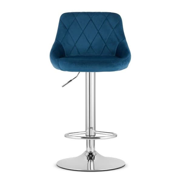 Taburett - KAST - Mörkblå velour - Chromad bas - Höjdjusterbar - Set om 2